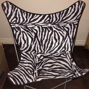 super cute zebra print fold out chair